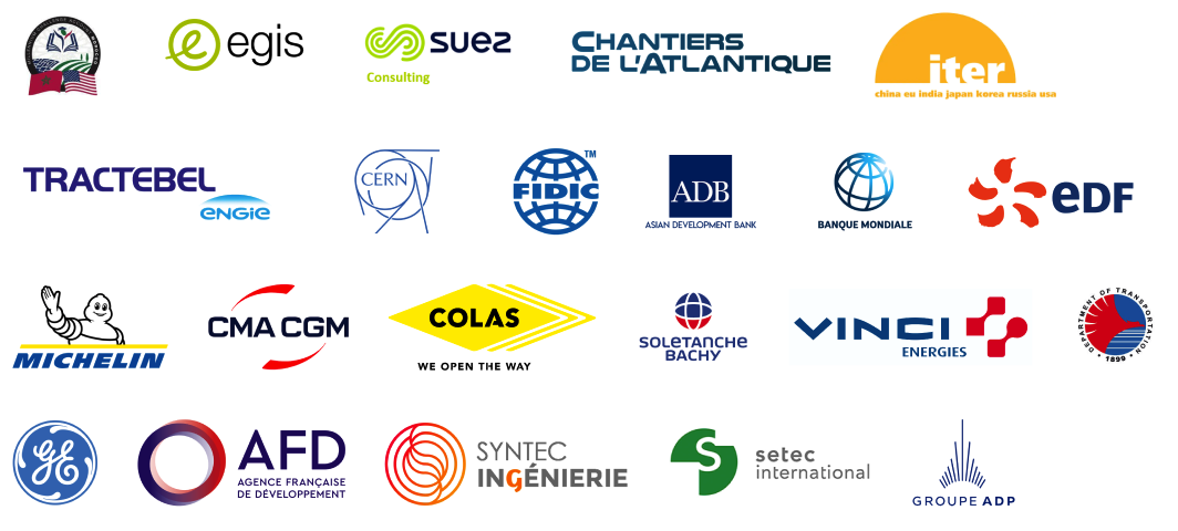 Exequatur - Références clients - Egis, Suez Consulting, Chantiers de l'Atlantique, Iter, Tractebel Engie, CERN, FIDICX, ADB, Banque Mondiale, EDF, Michelin, CMA CGM, Colas, Soletanche Bachy, Vinci Energies, Department of Transportation, AFD, Syntec Ingénierie, Setec International, Groupe ADP